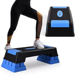 Costway - Aerobic Exercise Stepper Trainer W/Riser Adjustable Height 5''- 7''- 9'' - Blue