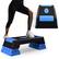 Front. Costway - Aerobic Exercise Stepper Trainer W/Riser Adjustable Height 5''- 7''- 9'' - Blue.