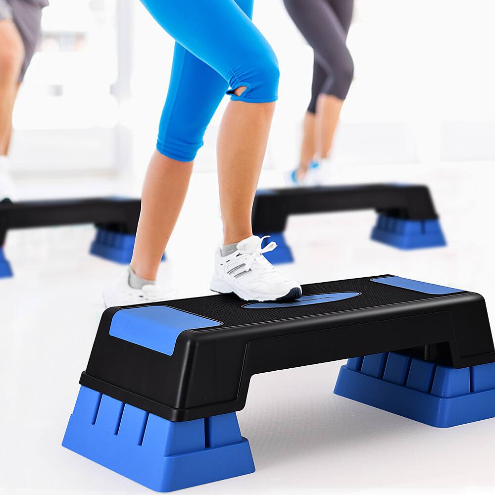 Alt View 14. Costway - Aerobic Exercise Stepper Trainer W/Riser Adjustable Height 5''- 7''- 9'' - Blue.