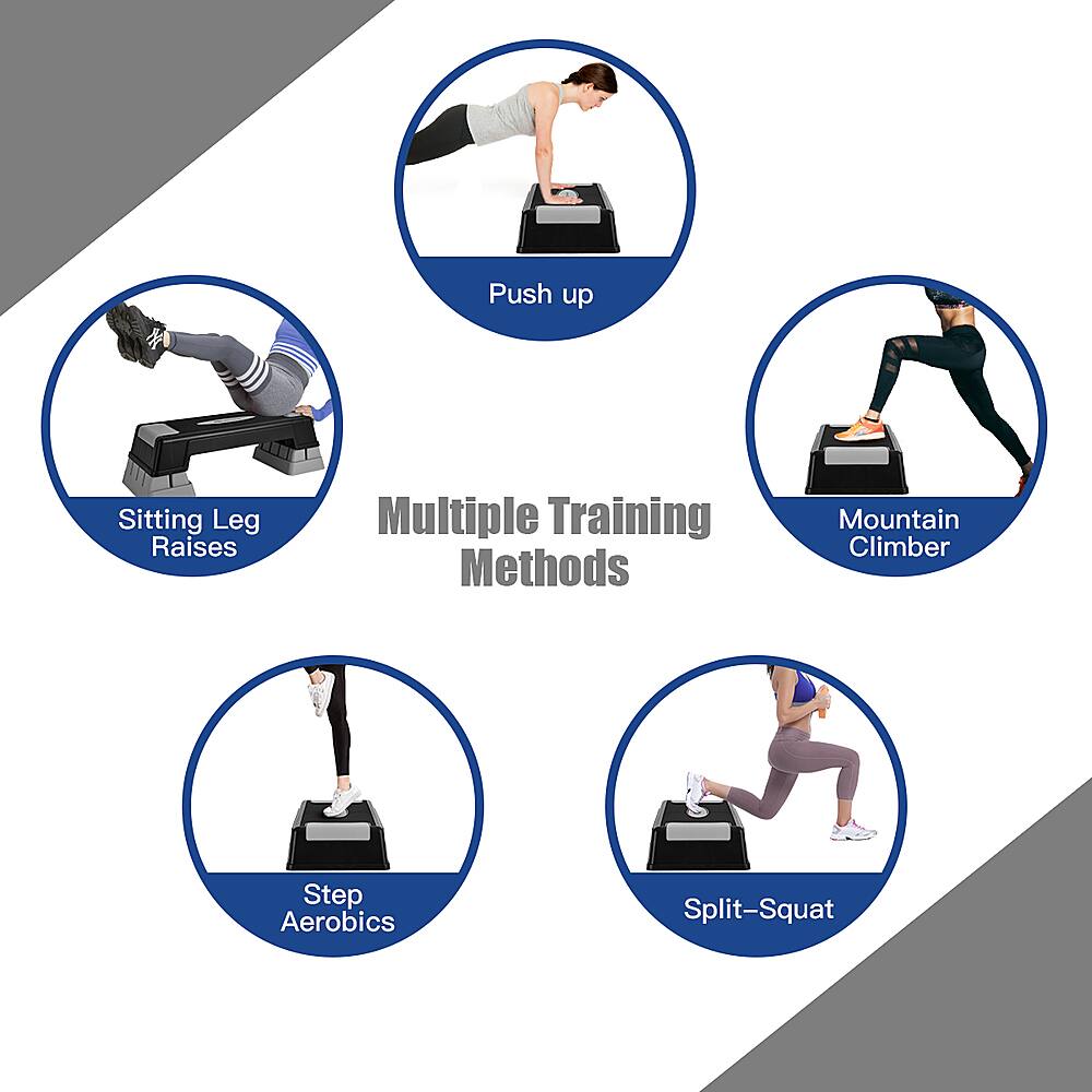 Multiple Training Methods:

1. Push-up
2. Sitting Leg Raises
3. Mountain Climber
4. Step Aerobics
5. Split-Squat