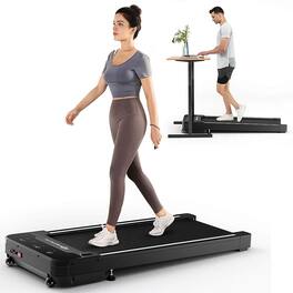 Costway - 1HP Under-Desk Walking Treadmill Jogging Exercise Machine w/ Remote Controller - Black