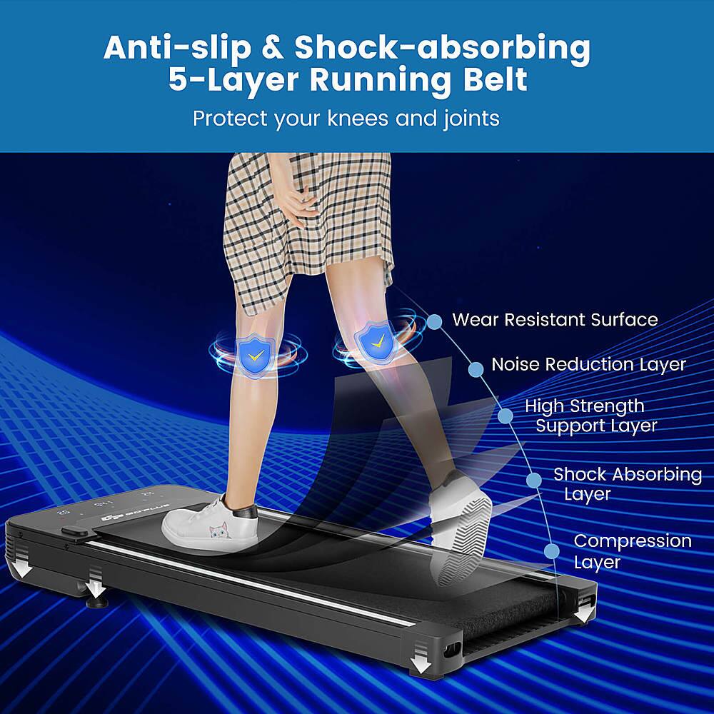 Anti-slip & Shock-absorbing 5-Layer Running Belt Protect your knees and joints Wear Resistant Surface Noise Reduction Layer High Strength Support Layer Shock Absorbing Layer Compression Layer