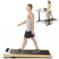 Costway - Walking Pad Under Desk Treadmill with Remote Control for Home/Office LED Display - Gray/Black/Natural - Front_Zoom