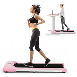 Costway - Walking Pad w/265 lbs Capacity Remote Control & LED Display Under Desk Treadmill - Pink