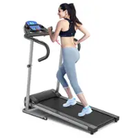 Costway - 1100W Folding Treadmill Electric Support Motorized Power Running Fitness Machine - Black - Front_Zoom