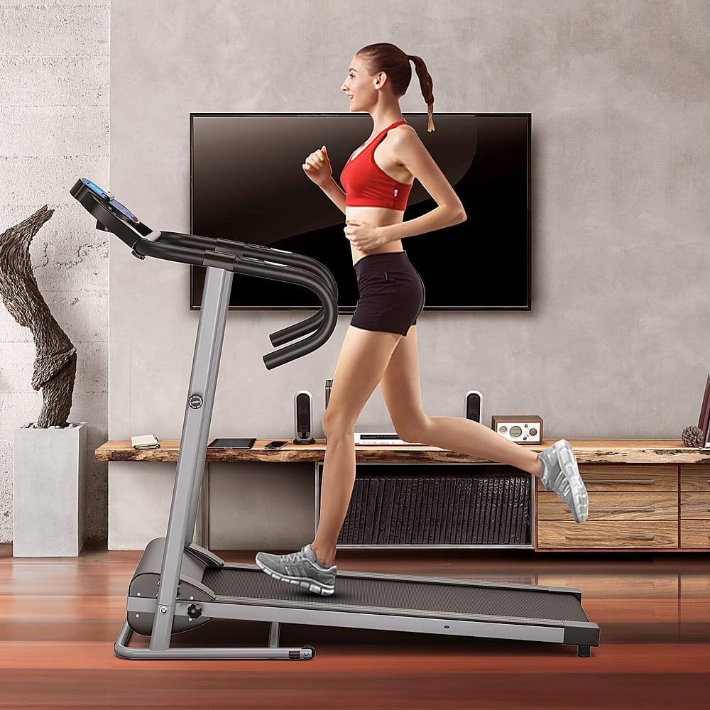 Alt View 16. Costway - 1100W Folding Treadmill Electric Support Motorized Power Running Fitness Machine - Black.