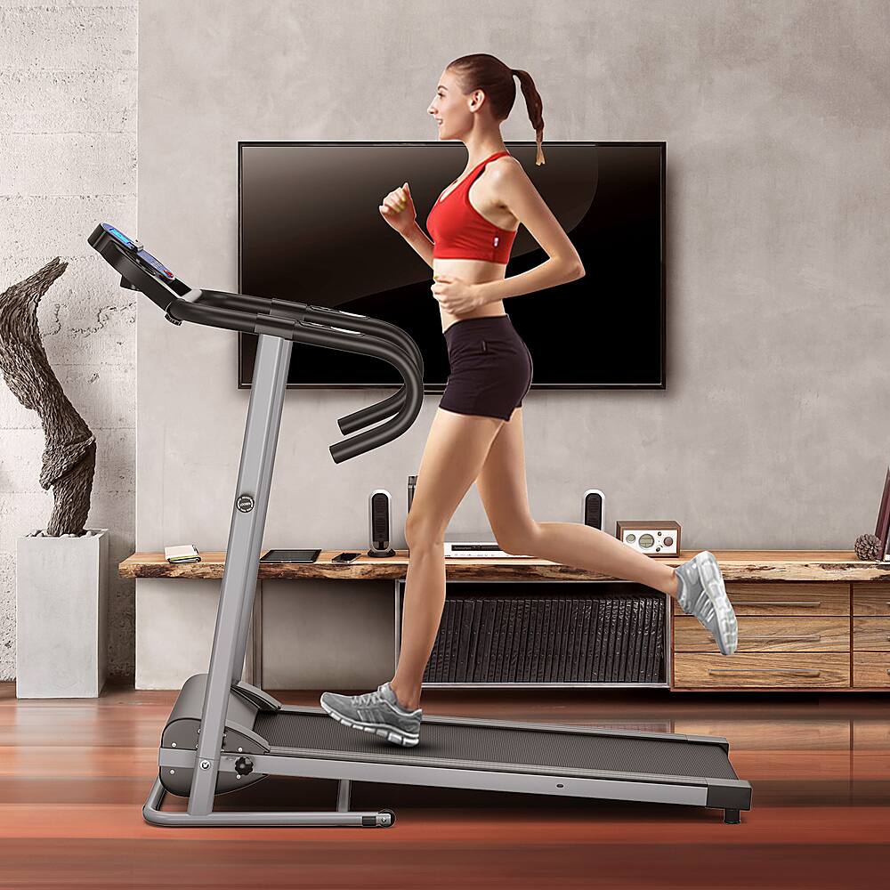 Alt View 16. Costway - 1100W Folding Treadmill Electric Support Motorized Power Running Fitness Machine - Black.