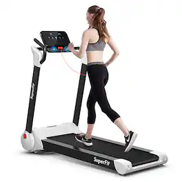 Costway - 2.25HP Folding Electric Motorized Treadmill With Speaker - White
