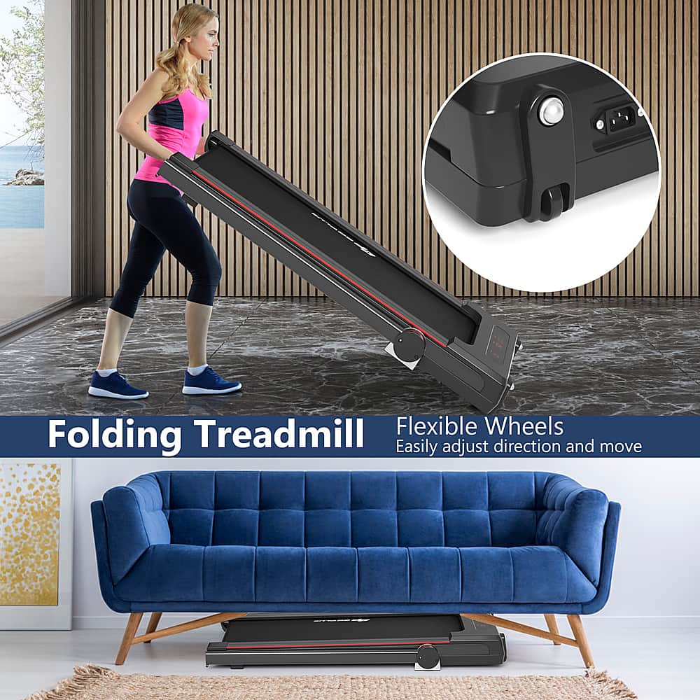 Treadmill Flexible Wheels Folding Easily adjust direction and move.