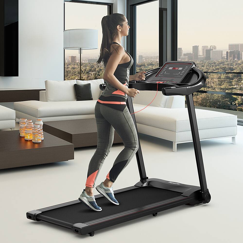 Alt View 17. Costway - 2.25HP Electric Folding Treadmill W/HD LED Display APP Control Speaker - Black.