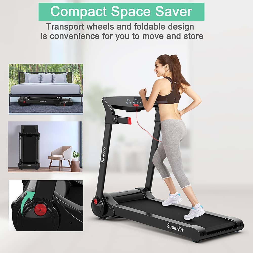 Costway Hp Folding Electric Treadmill Running Machine W Speaker Red Sp Re Best Buy