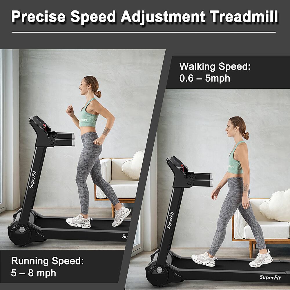 Precise Speed Adjustment Treadmill:
- Running Speed: 5-8 mph
- Walking Speed: 0.6-5 mph