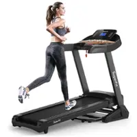 Costway - 3.75HP Electric Folding Treadmill W/Auto Incline 12 Program APP Control - Black - Front_Zoom