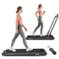 Costway - 2.25HP Up To 7.5MPH 2 in 1 Folding Under Desk Treadmill W/ Speaker Remote Control Single Display Screen - Black - Front_Zoom