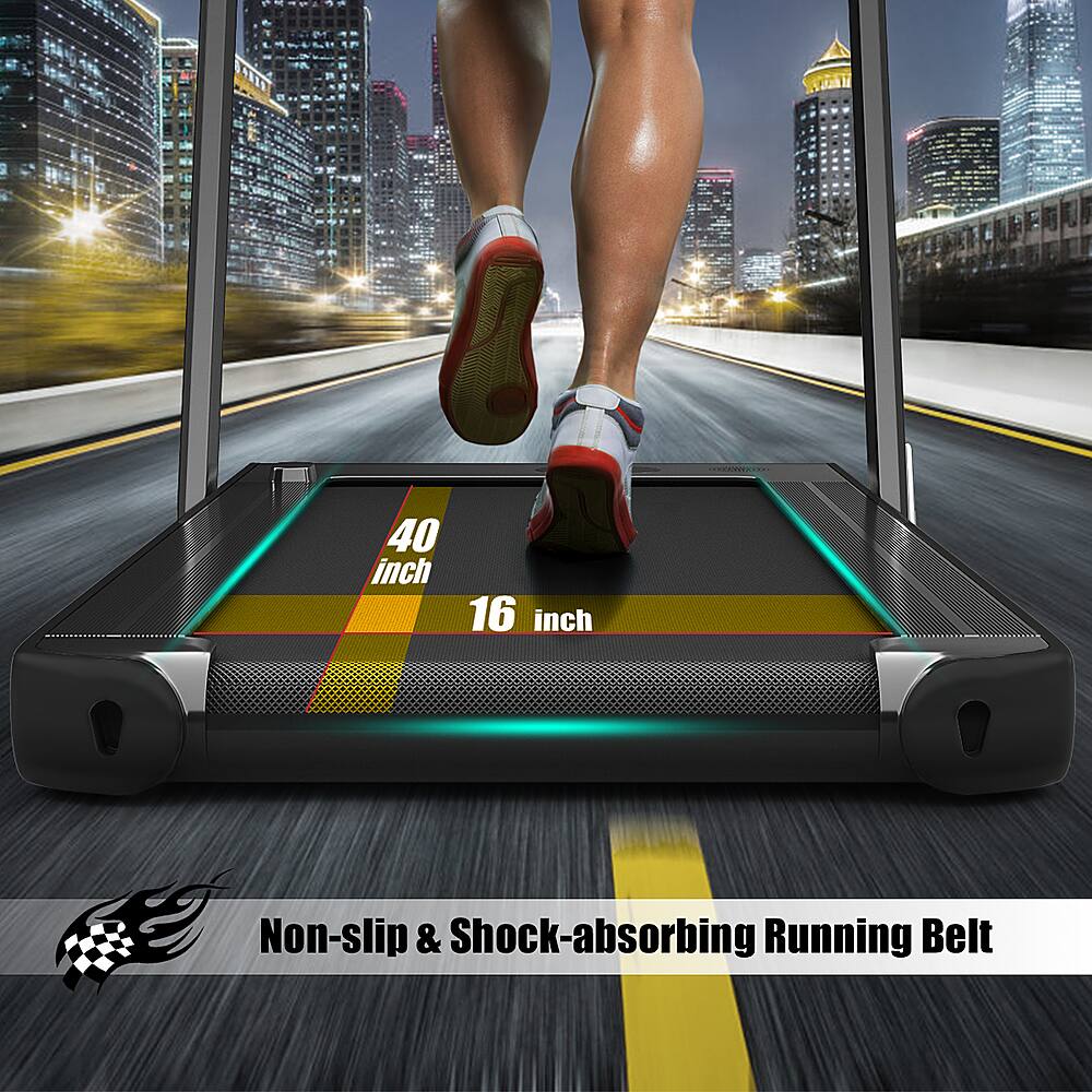 The text on the image reads: "40 inch 16 inch Non-slip & Shock-absorbing Running Belt."