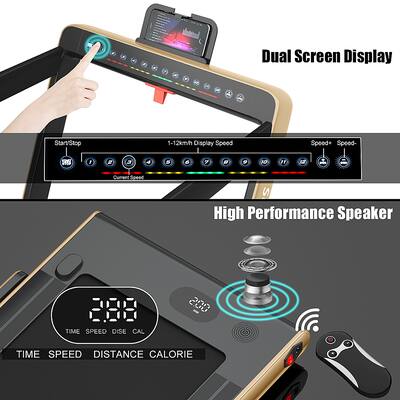 Costway Up To 7.5MPH 2.25HP 2 in 1 Dual Display Screen