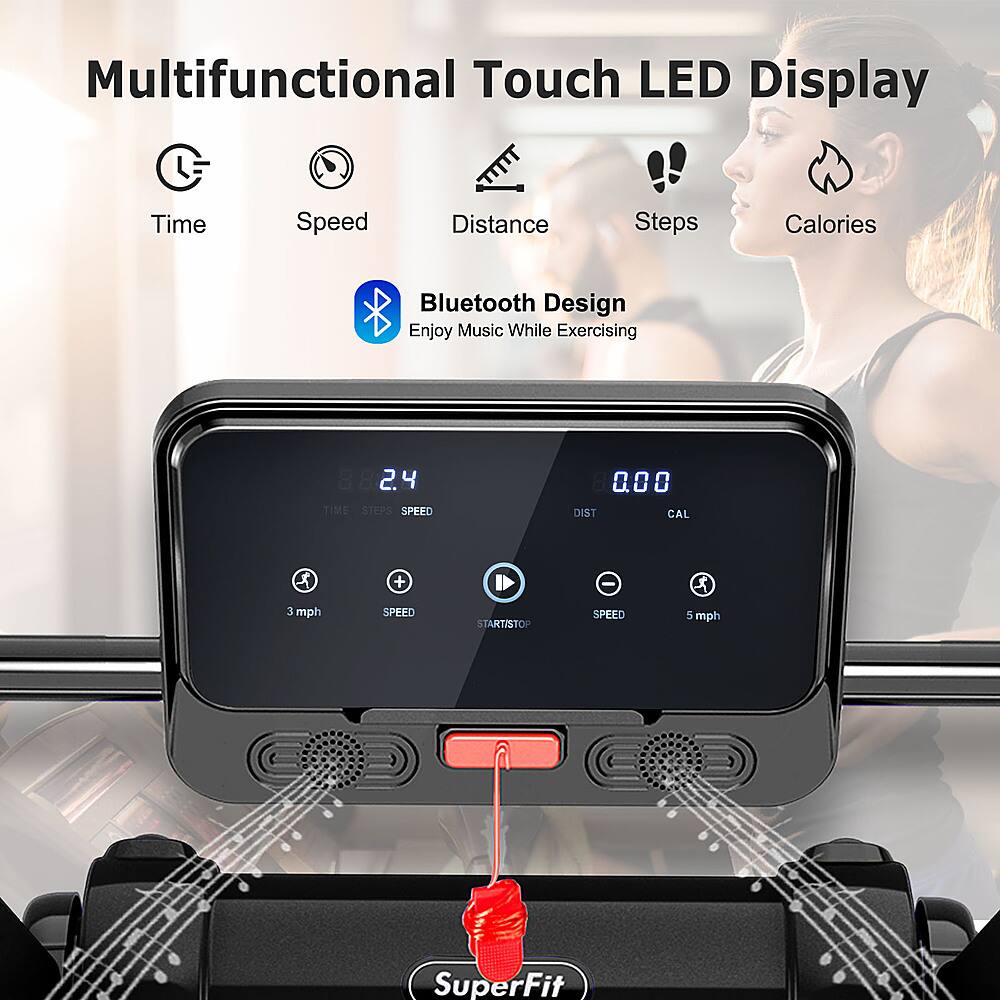 Multifunctional Touch LED Display: Time, Speed, Distance, Steps, Calories. Bluetooth Design. Enjoy Music While Exercising.