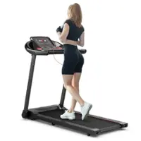 Costway - 2.25HP Electric Running Machine Treadmill Bluetooth Speaker APP Control - Red - Front_Zoom