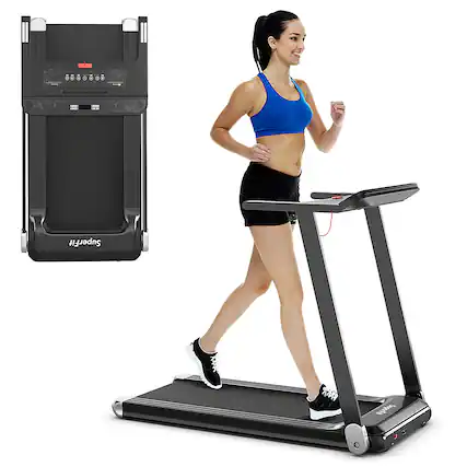Front. Costway - Folding Electric Treadmill Compact Walking Running Machine w/APP Control Speaker - Silver.