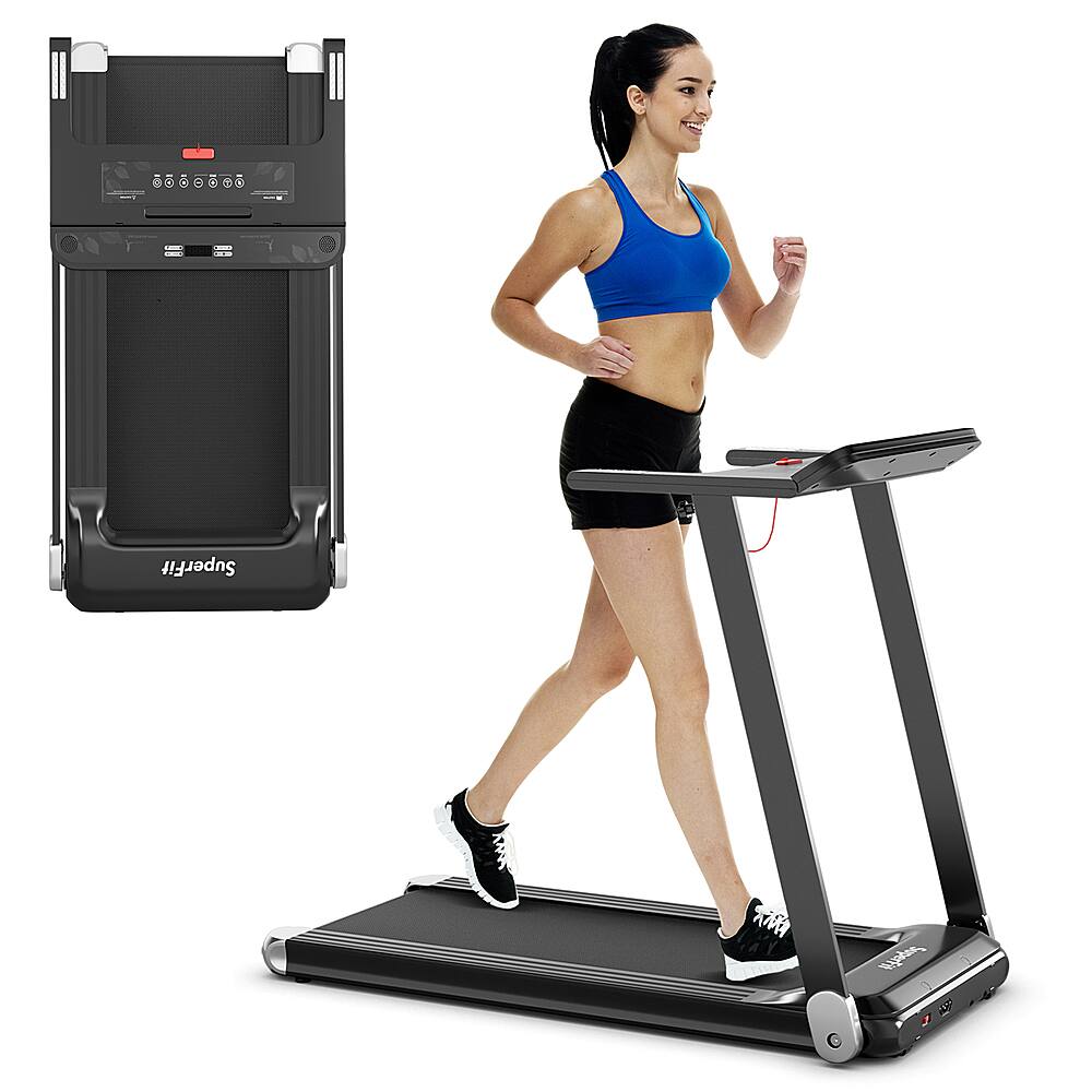 Costway - Folding Electric Treadmill Compact Walking Running Machine w/APP Control Speaker - Silver