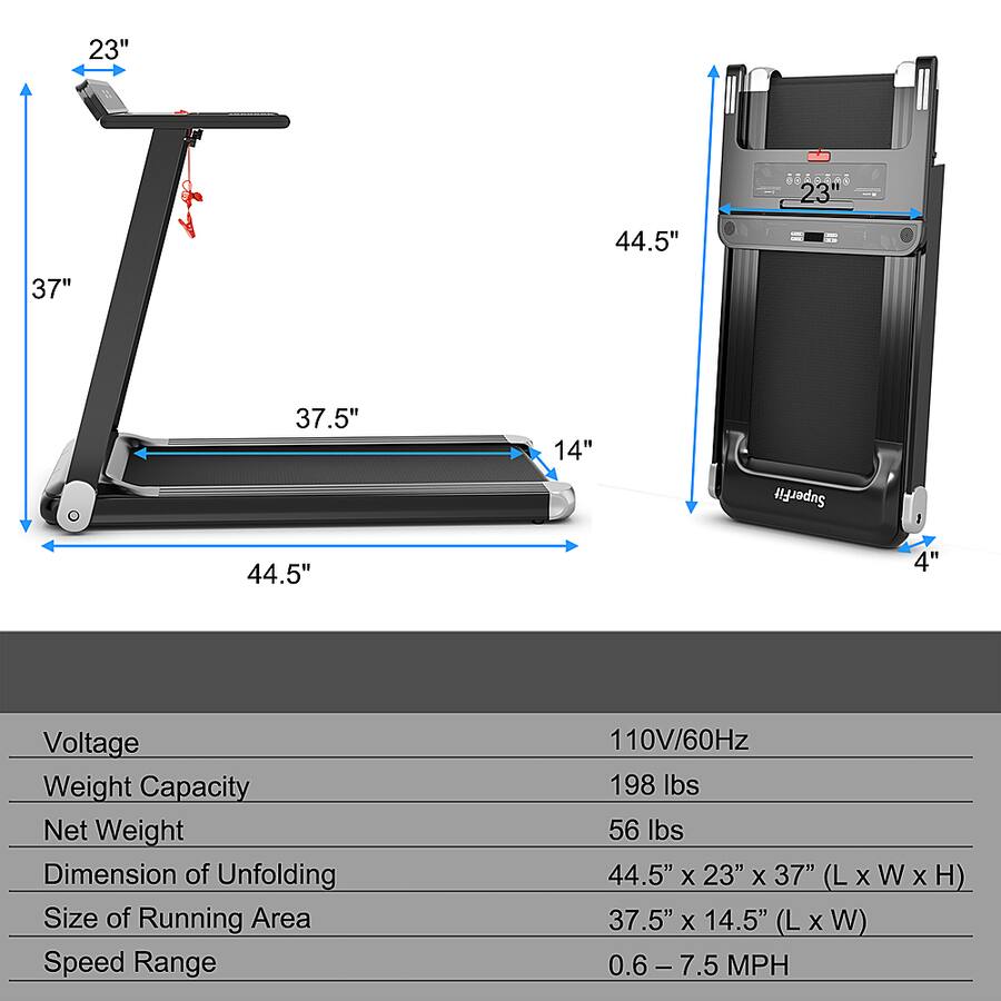 Running Machine Dims Costway Folding Electric Treadmill Compact Walking Running Machine w ...