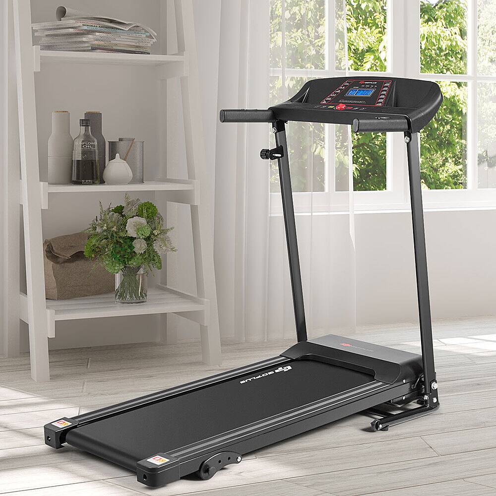 Alt View 11. Costway - 1.0HP Folding Treadmill Electric Support Motorized Power Running Machine Trainer - Black.