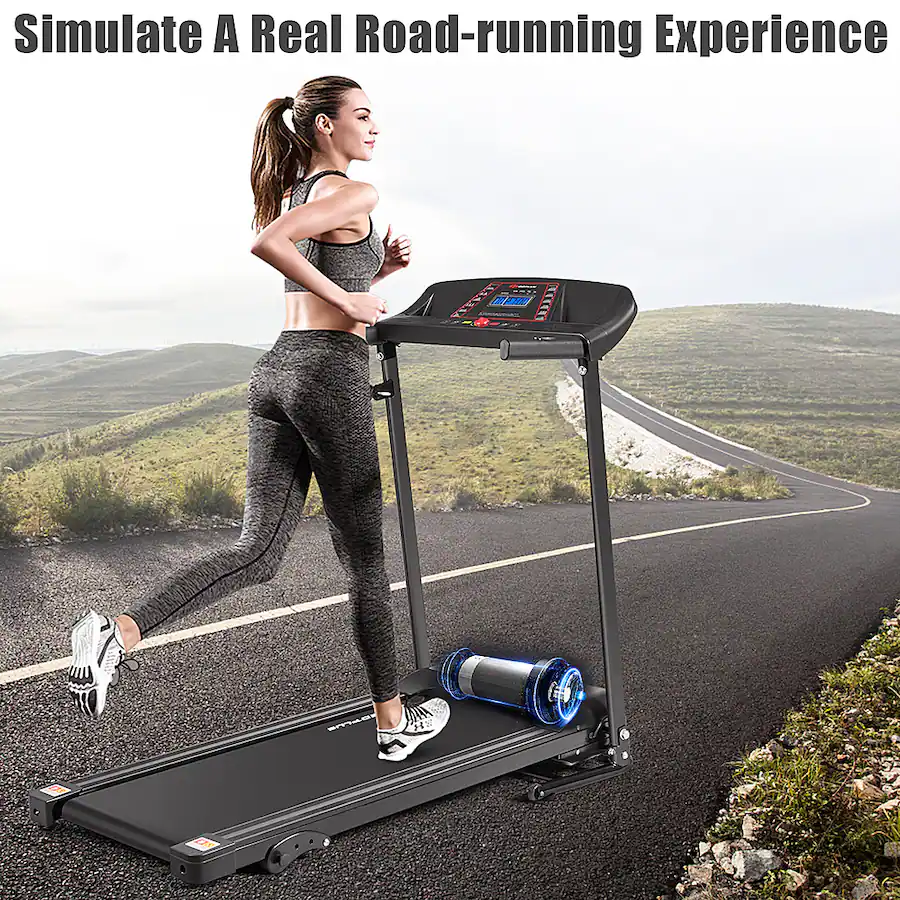 Powertech Running Machine Costway 1.0HP Folding Treadmill Electric Support Motorized Power ...