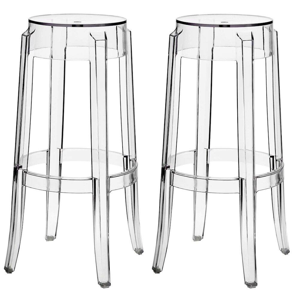 Front. Modway - Casper Bar Stool Backless Set of 2 - Clear.