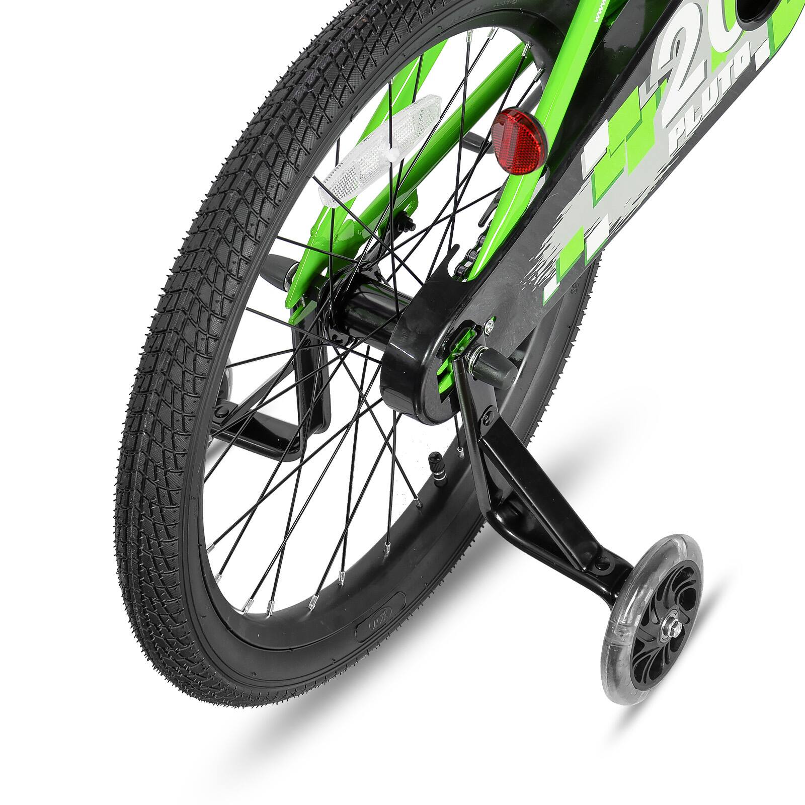 Alt View 5. JOYSTAR - JOYSTAR Pluto 20" Kids Bike with Light Up Training Wheels, Kids' Bicycle for Boys Girls Ages 7-13, Children Bikes, Green - Green.