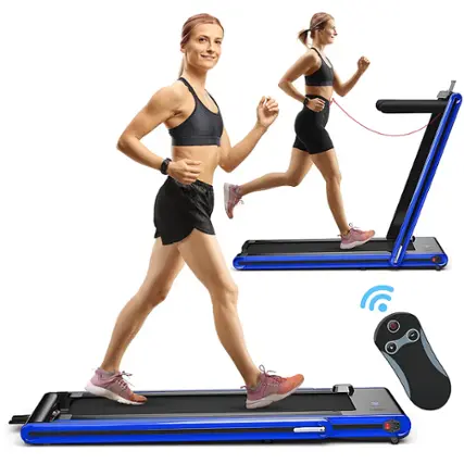 Front. Costway - 2-in-1 Folding Treadmill 2.25HP Jogging Machine w/ Dual LED Display - Blue.