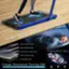The text on the image is grouped and corrected as follows:

"Safe Yet Quiet Treadmill: Wear-resistant surface, noise reduction layer, high strength support layer, powerful 2.25 HP motor, shock absorbing layer, compression layer, 5-layer shockproof running belt, easy-cleaning and anti-slip diamond running belt."