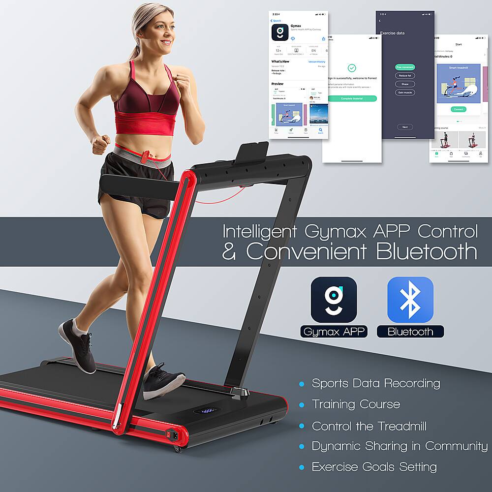 Intelligent Gymax APP Control & Convenient Bluetooth Gymax APP Bluetooth Sports Data Recording Training Course Control the Treadmill Dynamic Sharing in Community Exercise Goals Setting.
