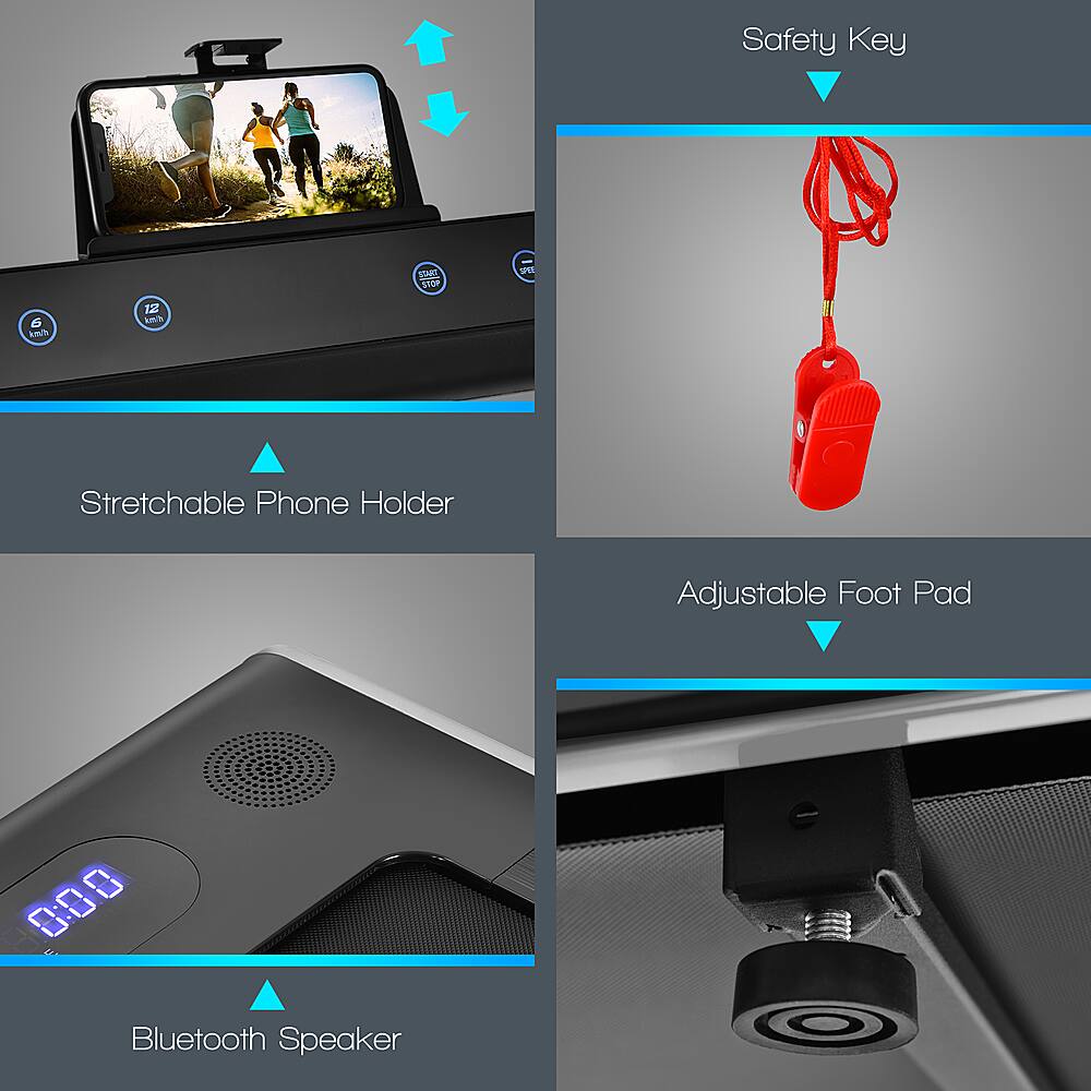 Safety Key: STOP I D 6 knh 12 ams Stretchable Phone Holder Adjustable Foot Pad 0:00 Bluetooth Speaker