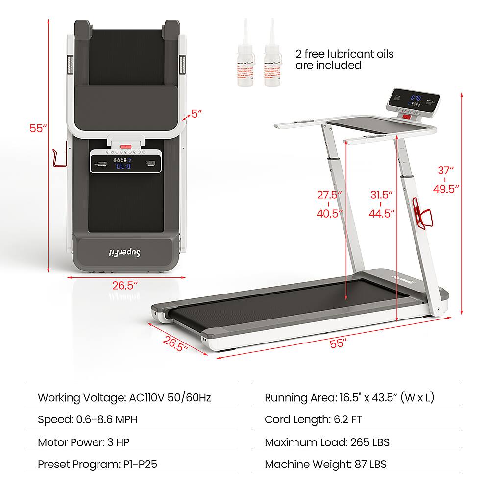 The text on the image is already grouped and correctly written. It provides information about the product, such as the dimensions, working voltage, speed, running area, cord length, motor power, maximum load, and preset program. The machine weight is also included in the text.