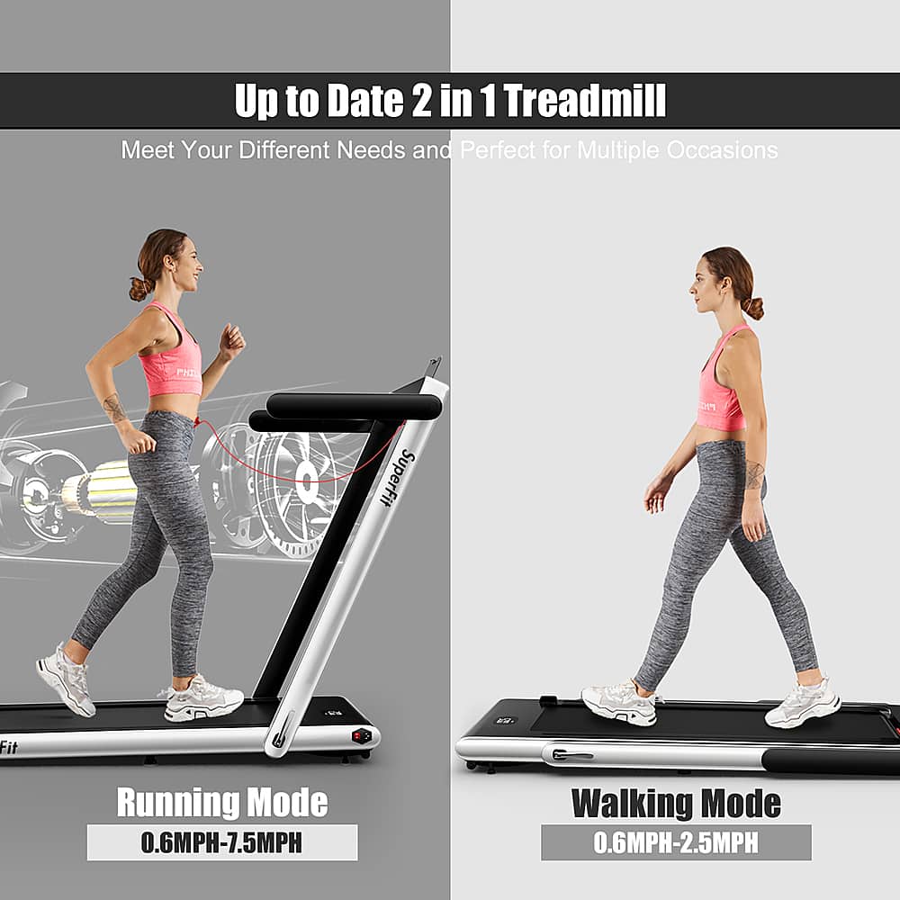 Up to Date 2 in 1 Treadmill Meet Your Different Needs and Perfect for Multiple Occasions PHIL d SuperFit Running Mode 0.6MPH-7.5MPH Walking Mode 0.6MPH-2.5MPH