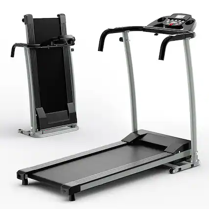 Front. Costway - 2 HP Folding Treadmill Motorized Running Machine 12 Preset Program & LCD Display - Black.