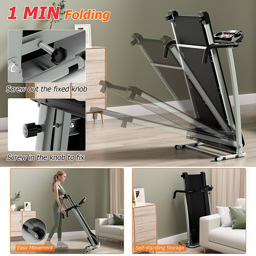 1 MIN Folding: Screw out the fixed knob, Screw in the knob to fix, Easy Movement, Self-standing Storage.