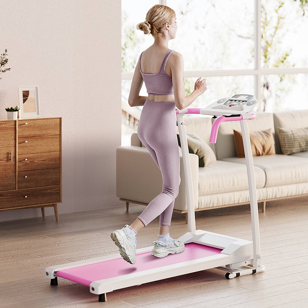 Alt View 11. Costway - 2 HP Folding Treadmill Motorized Running Machine 12 Preset Program & LCD Display - White.