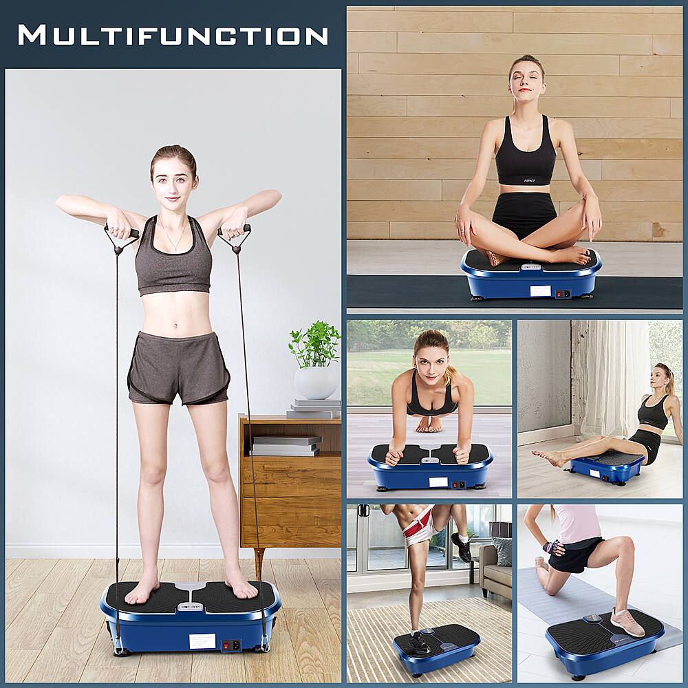 Alt View 14. Costway - Mini Vibration Plate Fitness Exercise Machine with Remote Control Loop Bands - Black,  Blue.