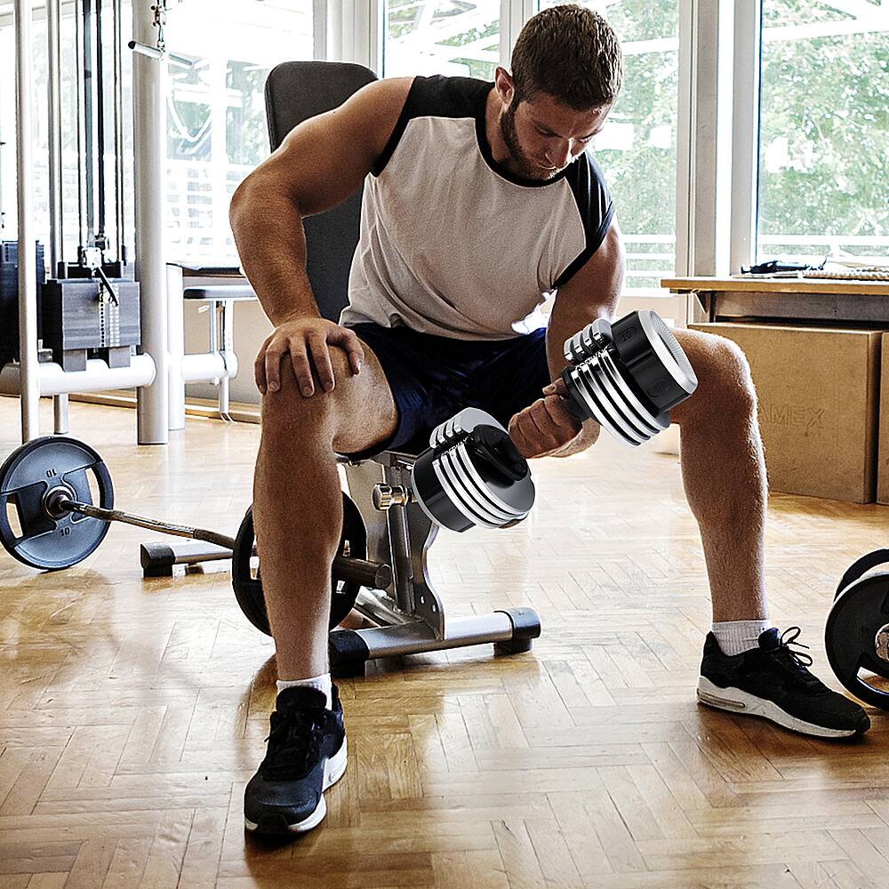 Alt View 18. Costway - 5-in-1 25Lbs Weight Adjustable Dumbbell W/Anti-Slip Fast Adjust Turning Handle - Black.