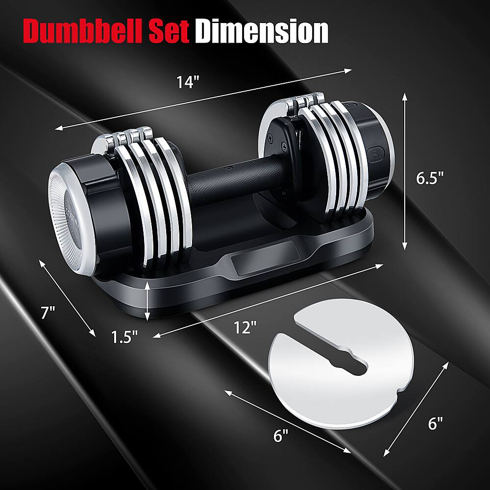 Dumbbell Set Dimension: 14" x 5" x 6.5" x 7" x 1.5" x 12" x 6" x 6".