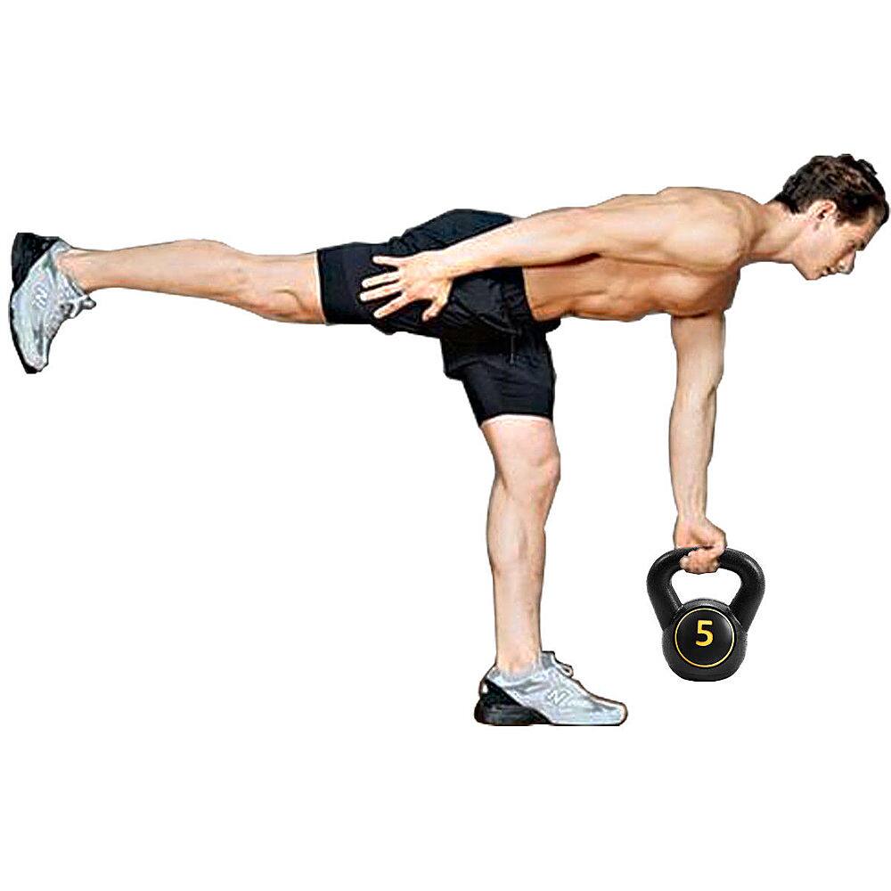 Alt View 17. Costway - 3-Piece Kettlebell Weights Set, Weight Available 5, 10, 15 lbs, HDPE Kettlebell for Strength and Conditioning - Red, Blue, Yellow.