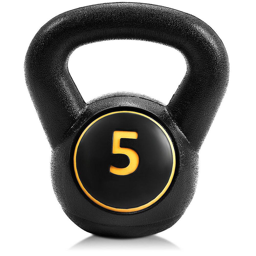 Alt View 20. Costway - 3-Piece Kettlebell Weights Set, Weight Available 5, 10, 15 lbs, HDPE Kettlebell for Strength and Conditioning - Red, Blue, Yellow.