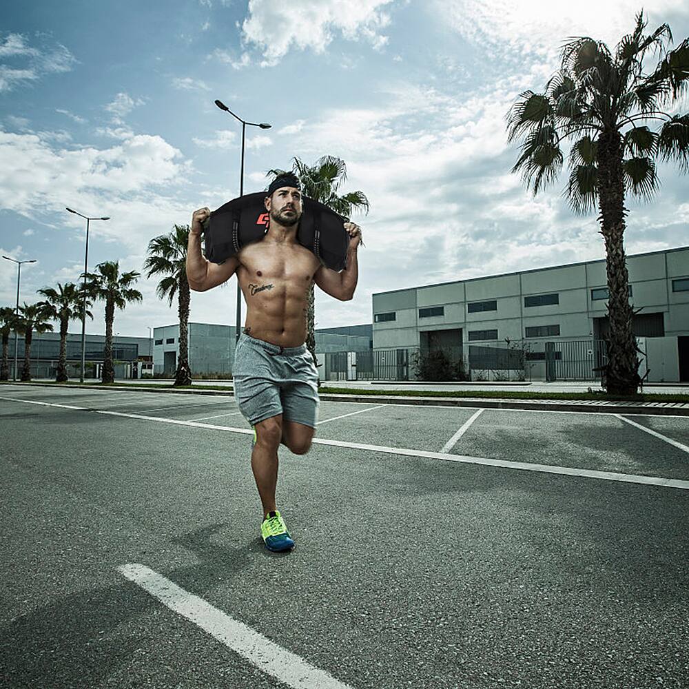 Alt View 12. Costway - 40lbs Body Press Durable Fitness Exercise Weighted Sandbags w Filler Bags - Black/Yellow.