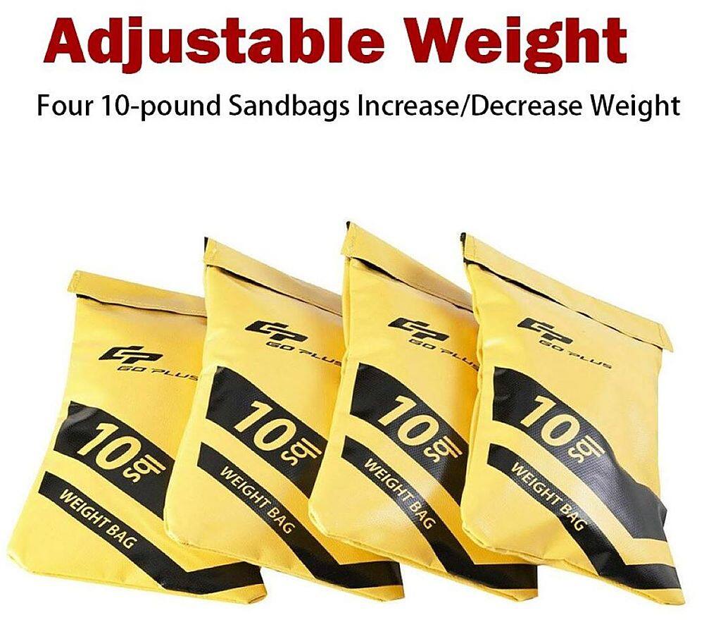 Adjustable Weight: Four 10-pound Sandbags Increase/Decrease Weight.