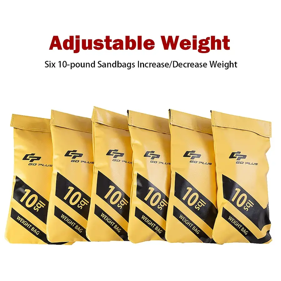 Adjustable Weight Six 10-pound Sandbags Increase/Decrease Weight.