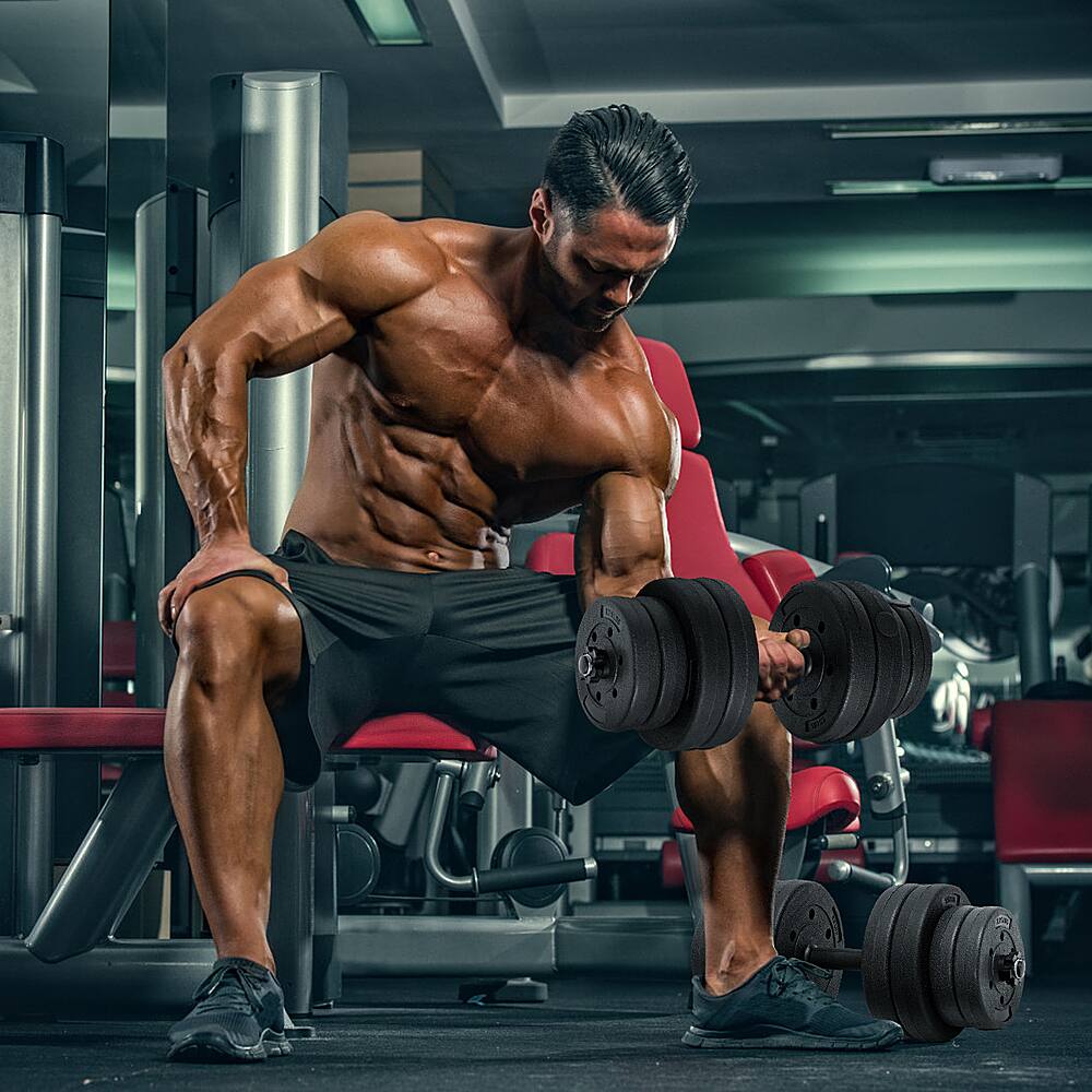 Alt View 11. Costway - 66 LB Dumbbell Weight Set Fitness 16 Adjustable Plates Workout - Black.