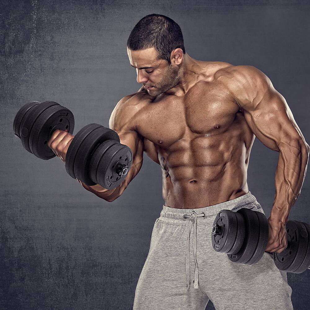 Alt View 12. Costway - 66 LB Dumbbell Weight Set Fitness 16 Adjustable Plates Workout - Black.