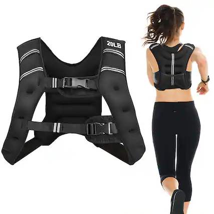 Front. Costway - 20LBS Workout Weighted Vest Mesh Bag Adjustable Buckle Fitness - Black.