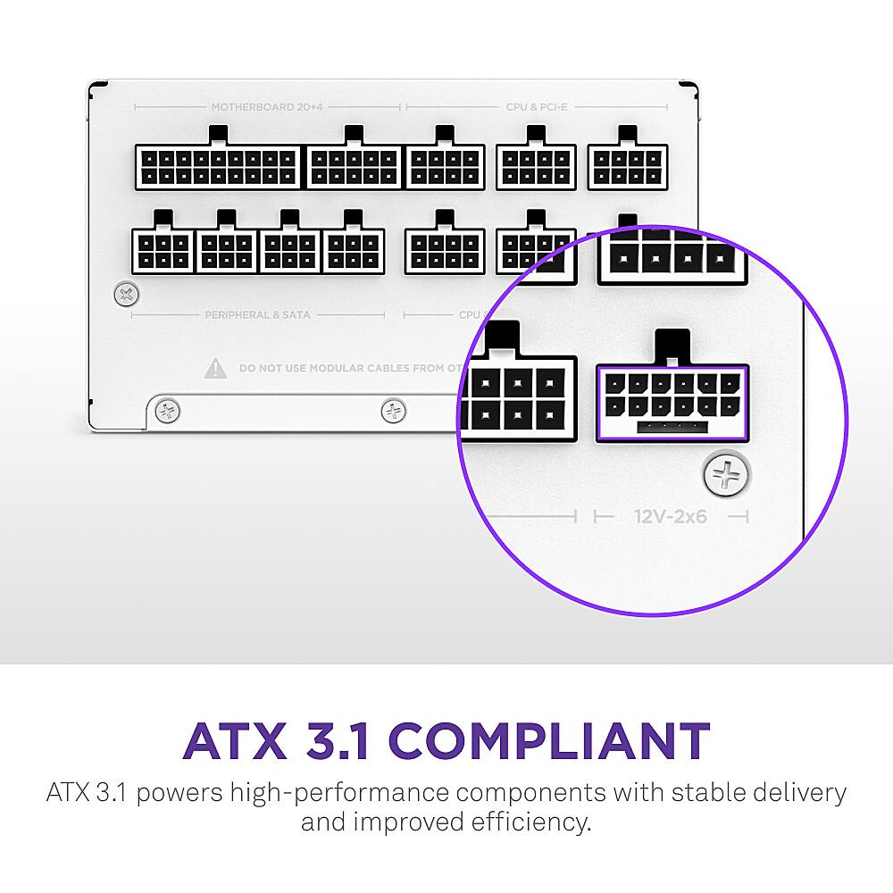 The text on the image reads: "ATX 3.1 powers high-performance components with stable delivery and improved efficiency."